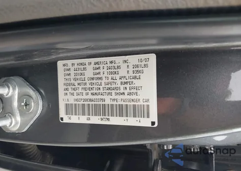 2008 Honda Accord Exl z USA, uszkodzony, nr VIN 1HGCP26838A033759